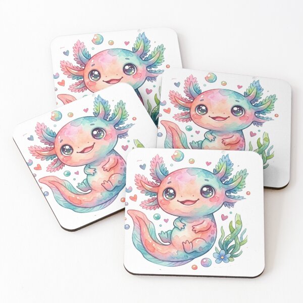 Item preview, Cute Rainbow Watercolor Axolotl - Kawaii Pastel Sticker designed and sold by DreamyBrushArt.