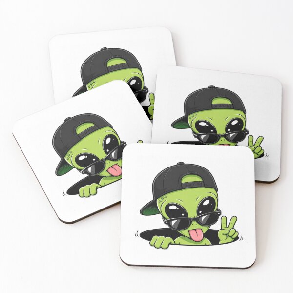 Item preview, Cool Green Alien Peeking Vector - Hip-Hop Alien with Snapback & Sunglasses designed and sold by GrimNest.