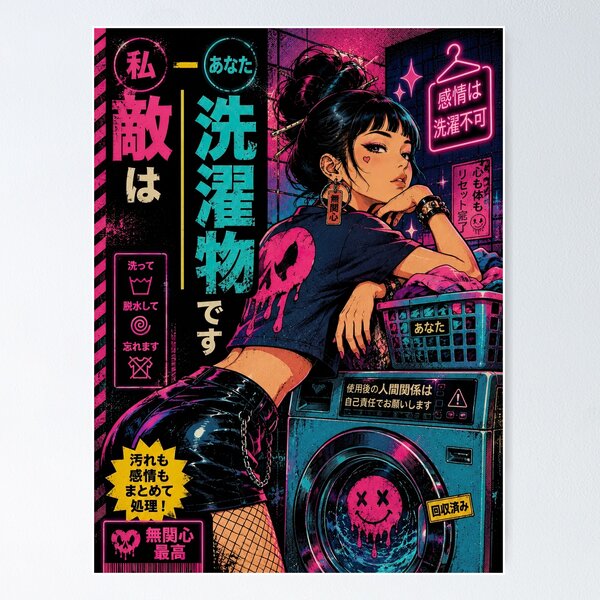 Item preview, The Enemy Is Laundry – Japanese Neon Pop Art designed and sold by obstinator.
