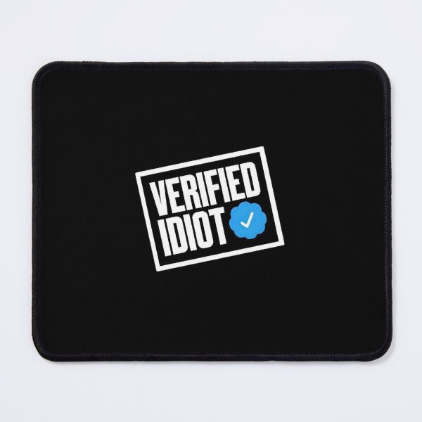 Item preview, Verified Idiot Blue Checkmark Stamp Graphic - Funny Social Media Parody Vector designed and sold by GrimNest.