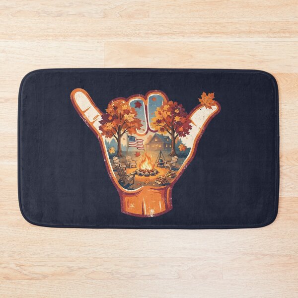 Item preview, USA Shaka Autumn Campfire Thanksgiving Cabin designed and sold by MythicCotton.