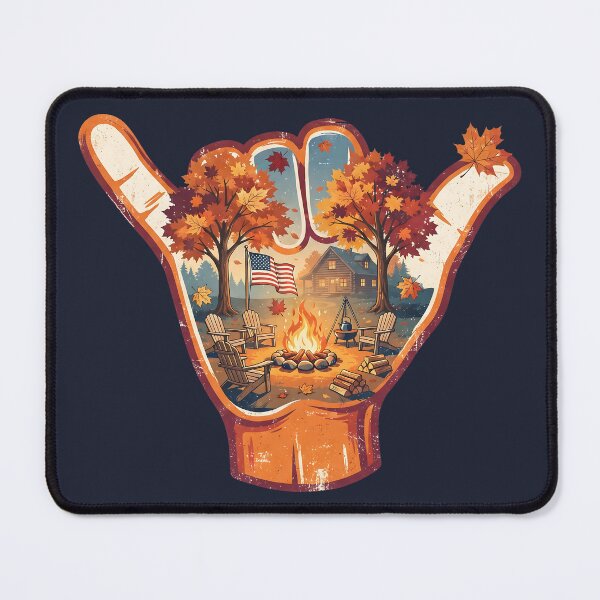 Item preview, USA Shaka Autumn Campfire Thanksgiving Cabin designed and sold by MythicCotton.