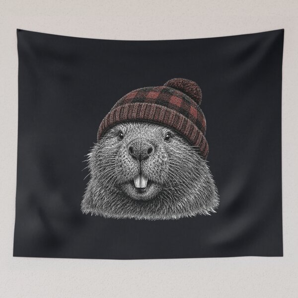 Item preview, Beaver wearing a toque designed and sold by Silvered-Wings.