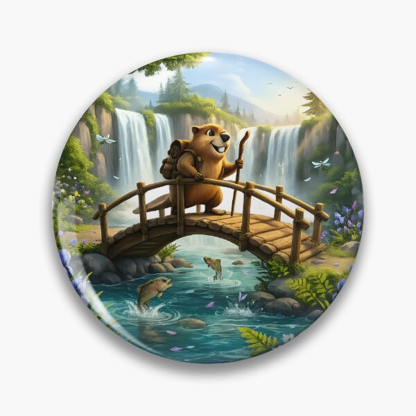 Artikelvorschau, Happy Beaver Adventures – Überquerung der Cedar Falls entworfen und verkauft von Clothes With Smiling Animals Walt Gral.