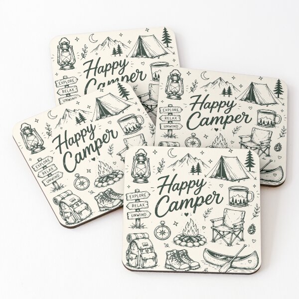 Item preview, Happy Camper Camping Outdoor Adventure Nature Design designed and sold by TeeVerse27.
