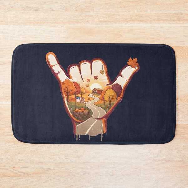 Item preview, USA Shaka Autumn Covered Bridge Thanksgiving designed and sold by MythicCotton.