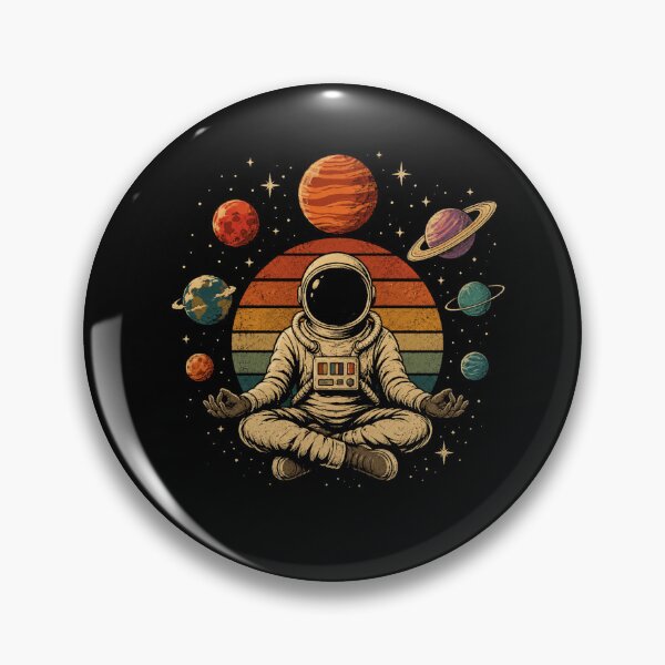 Item preview, Cosmic Meditation Astronaut Floating Among Colorful Vintage Planets designed and sold by Moizento.