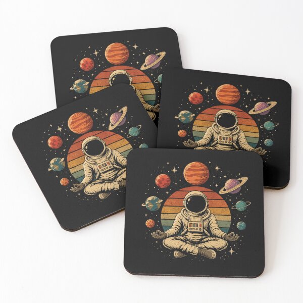 Item preview, Cosmic Meditation Astronaut Floating Among Colorful Vintage Planets designed and sold by Moizento.
