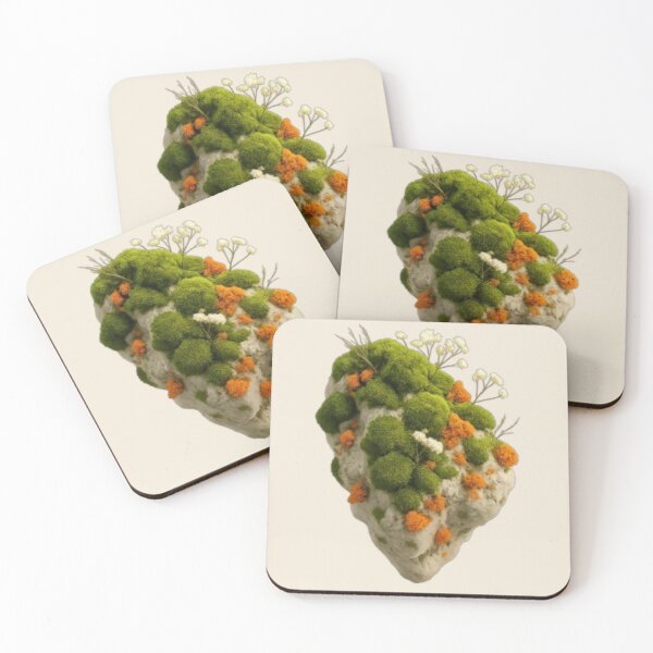 Item preview, Enchanted Moss Stone with Wildflowers | Fantasy Botanical Nature Art designed and sold by Yasmine Mohammed.