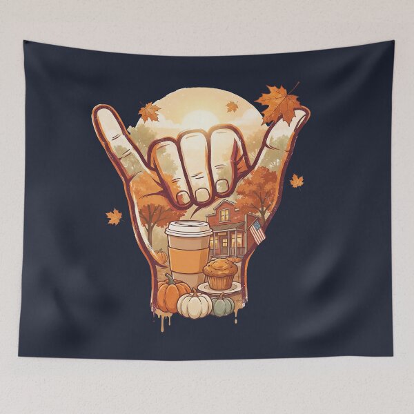 Item preview, USA Shaka Autumn Coffee Pumpkin Spice Thanksgiving designed and sold by MythicCotton.