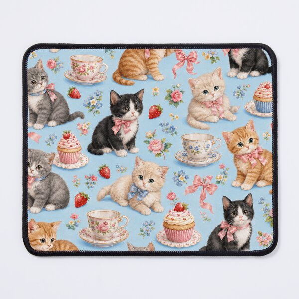 Item preview, Kitten Tea Party – Floral Teacups, Cupcakes and Bows designed and sold by RoPrincess.