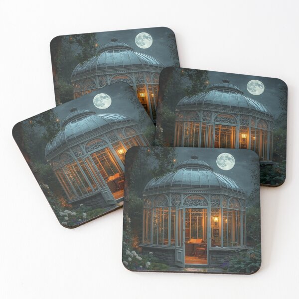 Item preview, Where the Night Feels Like Home | Moonlit Victorian Conservatory Wall Art | Botanical Glasshouse Print | Cozy Library Garden Decor | Luxury Nature Wall Art | VeloraNature designed and sold by VeloraNature.