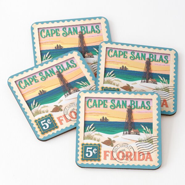 Item preview, Cape San Blas Florida Vintage 3D Stamp | Historic Lighthouse & Gulf Coast Beach Art designed and sold by Mandeville Photography.