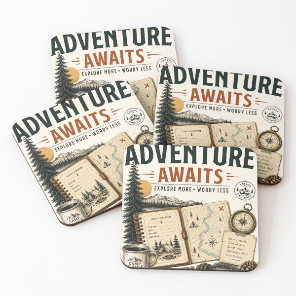 Item preview, Adventure Awaits Camping Journal Outdoor Explorer Design designed and sold by TeeVerse27.