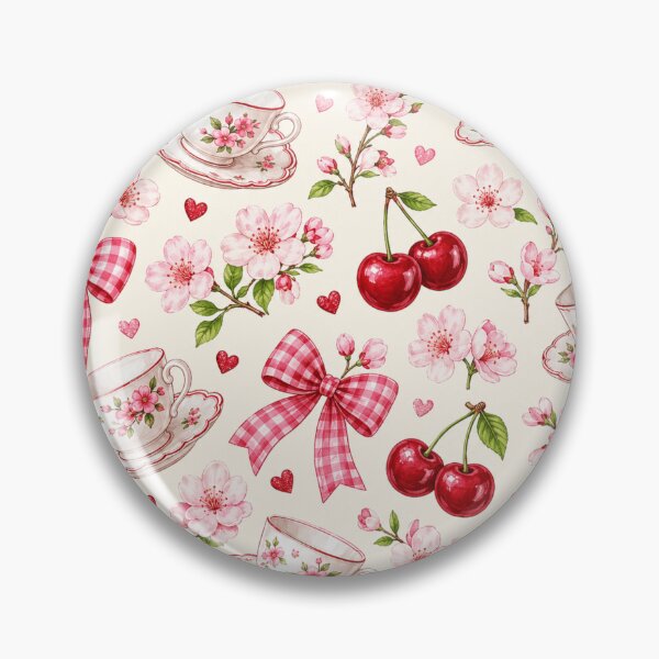 Item preview, Cherry Blossom Tea Party – Floral Teacups and Gingham Bows designed and sold by RoPrincess.