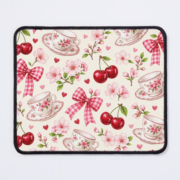 Item preview, Cherry Blossom Tea Party – Floral Teacups and Gingham Bows designed and sold by RoPrincess.