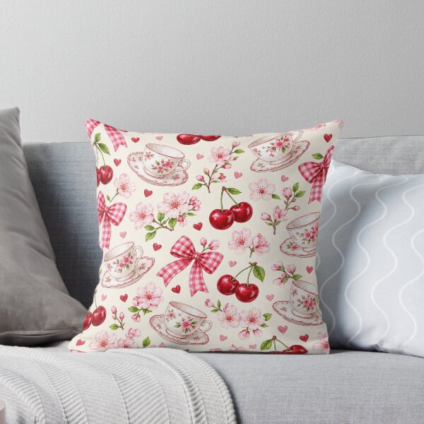 Item preview, Cherry Blossom Tea Party – Floral Teacups and Gingham Bows designed and sold by RoPrincess.