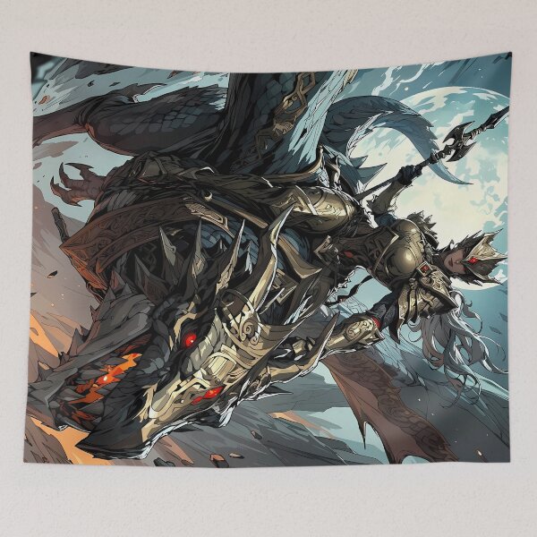 Item preview, Dragon Rider Queen Epic Fantasy Premium RPG Artwork designed and sold by BorgSpareParts.