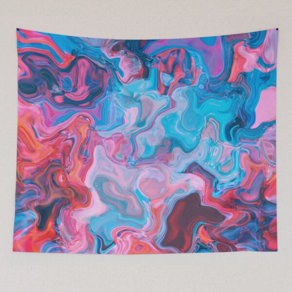 Item preview, Electric Tide – Pink and Blue Fluid Abstract Painting designed and sold by BuckaBaby.