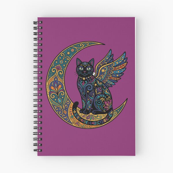 Item preview, Black Cat with Wings on a Moon designed and sold by TabbyCatXIII.