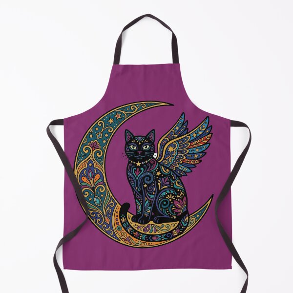 Item preview, Black Cat with Wings on a Moon designed and sold by TabbyCatXIII.