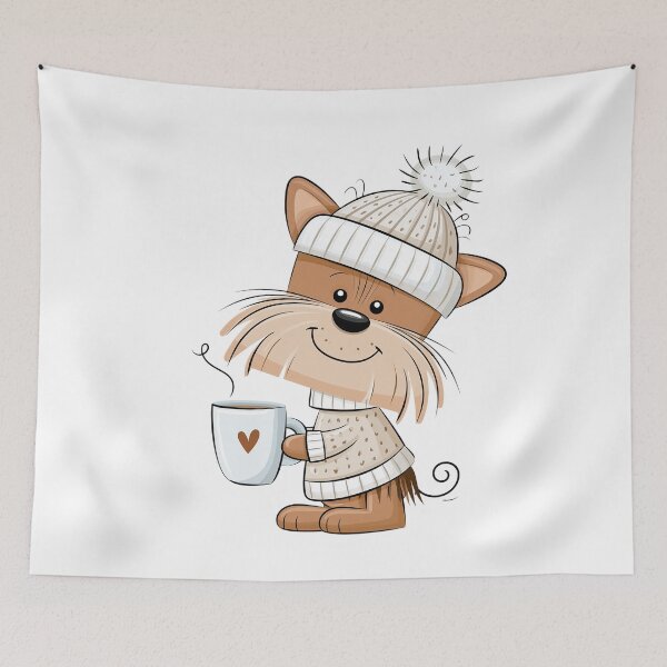 Item preview, Cartoon cute dog in clothes with a cup designed and sold by TanyaLovus.