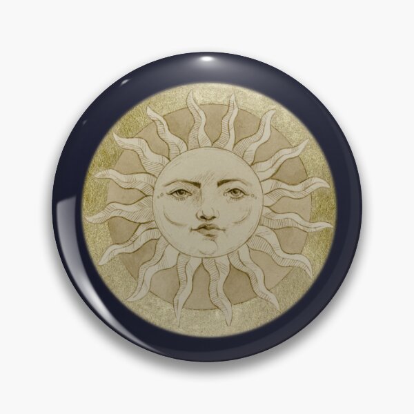 Item preview, Celestial Sun with Face, Antique Gold Sun Drawing designed and sold by simh.