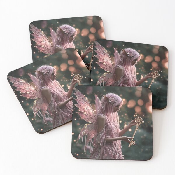 Item preview, Pink Fairy Holding Golden Enchanted Key designed and sold by Storybook Botanica.