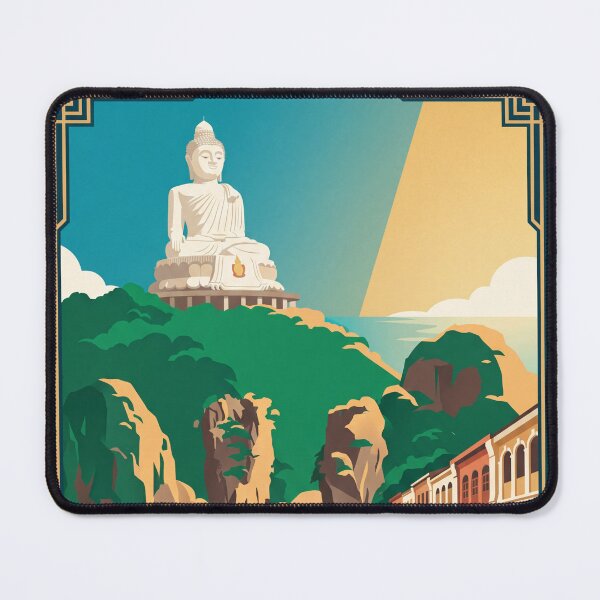 Item preview, Phuket Thailand Vintage Travel Poster – Big Buddha Tropical Beach Retro Art designed and sold by Bomax121.