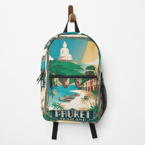 Item preview, Phuket Thailand Vintage Travel Poster – Big Buddha Tropical Beach Retro Art designed and sold by Bomax121.