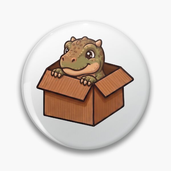 Item preview, Cute Baby Dinosaur in a Cardboard Box | Kawaii Dino Illustration designed and sold by Italkam.