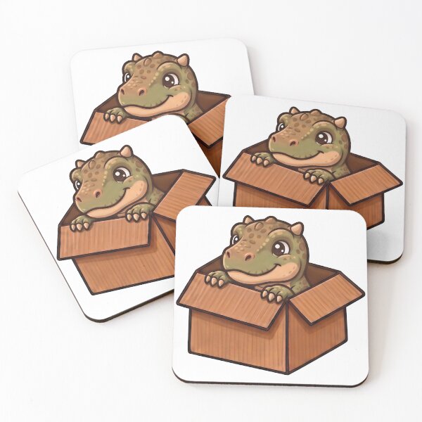 Item preview, Cute Baby Dinosaur in a Cardboard Box | Kawaii Dino Illustration designed and sold by Italkam.