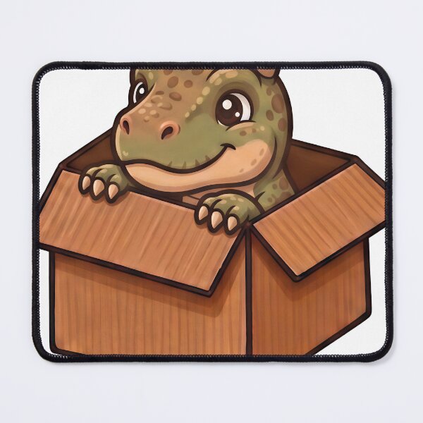 Item preview, Cute Baby Dinosaur in a Cardboard Box | Kawaii Dino Illustration designed and sold by Italkam.