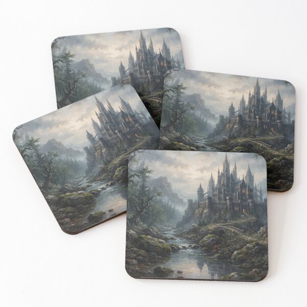 Item preview, Gothic Fantasy Castle in Mystical Forest Dark Romantic Art designed and sold by UmSkelig834.
