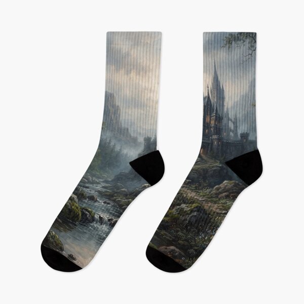 Item preview, Gothic Fantasy Castle in Mystical Forest Dark Romantic Art designed and sold by UmSkelig834.