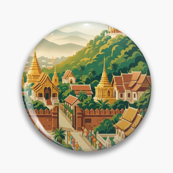 Item preview, Chiang Mai Thailand Vintage Travel Poster – Doi Suthep Temple Retro Art designed and sold by Bomax121.