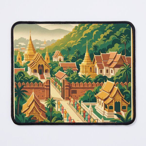 Item preview, Chiang Mai Thailand Vintage Travel Poster – Doi Suthep Temple Retro Art designed and sold by Bomax121.