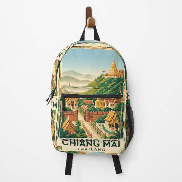 Item preview, Chiang Mai Thailand Vintage Travel Poster – Doi Suthep Temple Retro Art designed and sold by Bomax121.