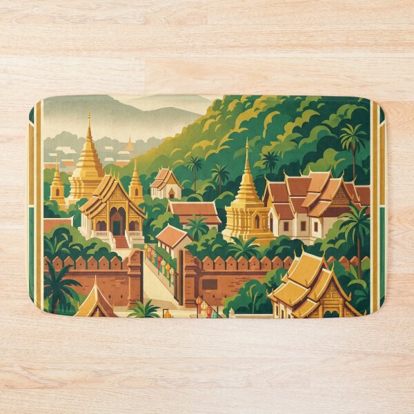 Item preview, Chiang Mai Thailand Vintage Travel Poster – Doi Suthep Temple Retro Art designed and sold by Bomax121.