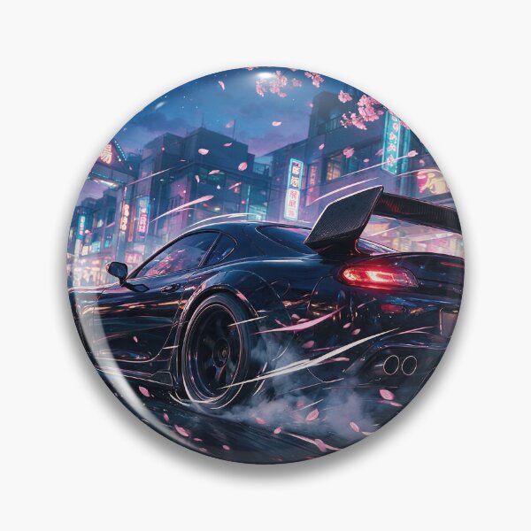 Item preview, Cyberpunk JDM Drift Car in Tokyo Cherry Blossom Night designed and sold by ImStickerHappy.