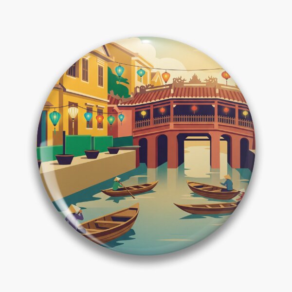 Item preview, Hoi An Vietnam Vintage Travel Poster – Lantern Old Town Retro Art designed and sold by Bomax121.