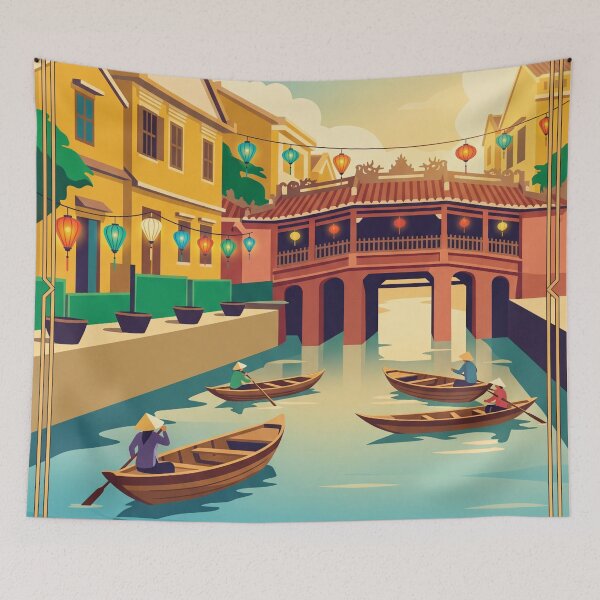 Item preview, Hoi An Vietnam Vintage Travel Poster – Lantern Old Town Retro Art designed and sold by Bomax121.