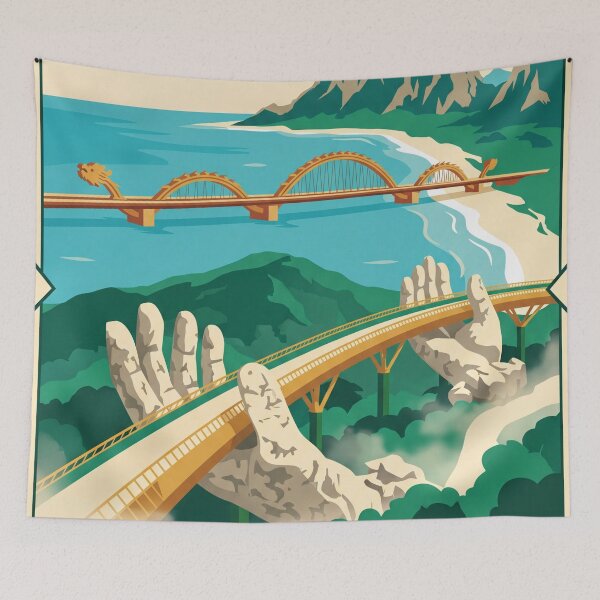 Item preview, Da Nang Vietnam Vintage Travel Poster – Golden Bridge Retro Art designed and sold by Bomax121.