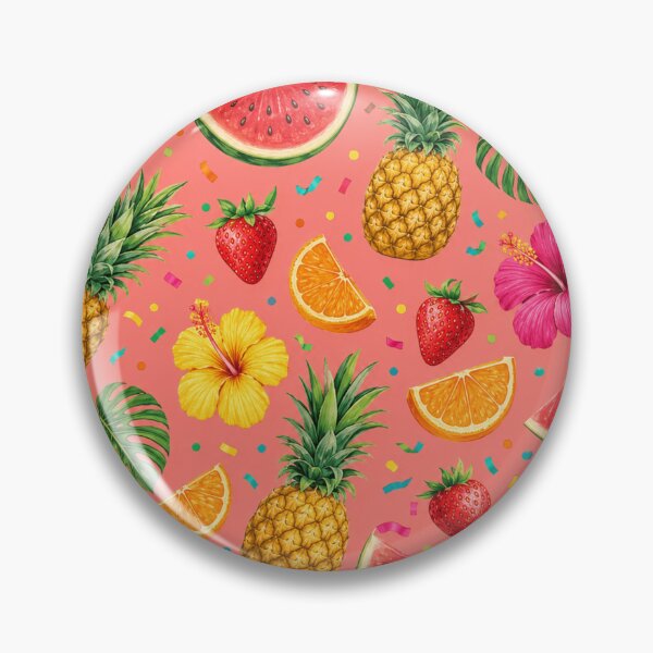 Item preview, Tropical Fruit Party – Pineapple, Watermelon and Hibiscus Pattern designed and sold by RoPrincess.