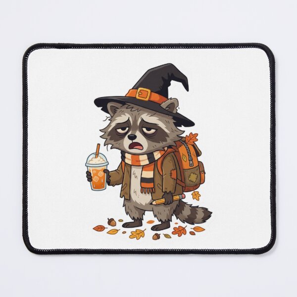 Item preview, Exhausted Raccoon Witch, Sleepy Pumpkin Coffee Clipart, Funny Back to School Trash Panda Graphic, Cozy Autumn Sublimation Design designed and sold by abdelski.