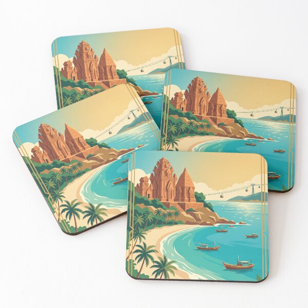 Item preview, Nha Trang Vietnam Vintage Travel Poster – Po Nagar Beach Retro Art designed and sold by Bomax121.