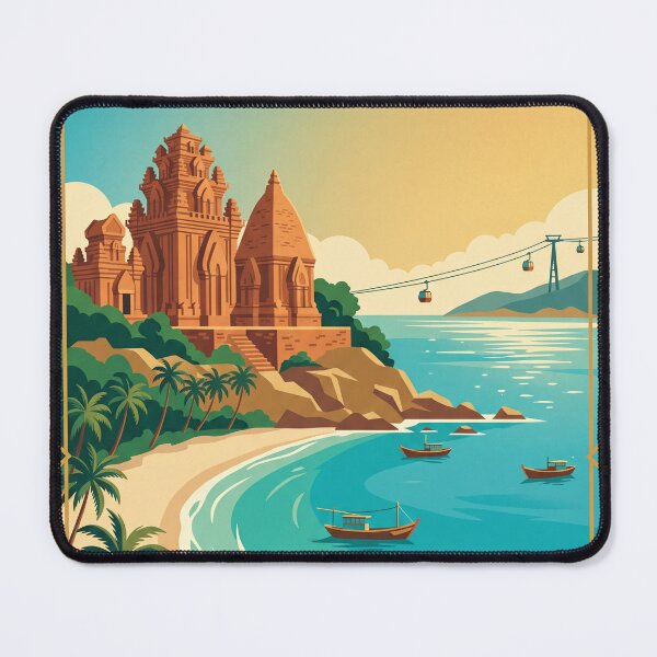 Item preview, Nha Trang Vietnam Vintage Travel Poster – Po Nagar Beach Retro Art designed and sold by Bomax121.