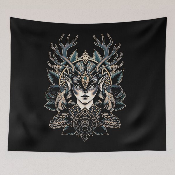 Item preview, Deer Woman, Native American Mythology, Neo Traditional, Old School Tattoo Style designed and sold by Proverbial Wisdom Design.