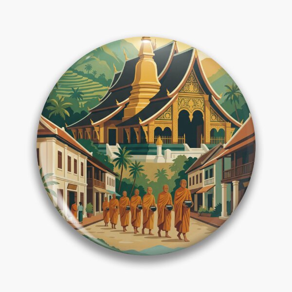 Item preview, Luang Prabang Laos Vintage Travel Poster – Buddhist Temple Retro Art designed and sold by Bomax121.