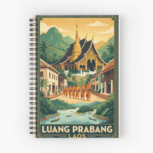 Item preview, Luang Prabang Laos Vintage Travel Poster – Buddhist Temple Retro Art designed and sold by Bomax121.